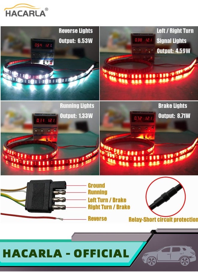 HACARLA 60 Inch LED Truck Tailgate Light Bar Strip Super Bright Tail Brake Backup Reverse Turn Signal Running Lights for Pickup Trailer SUV RV VAN Car Towing Vehicle Red White Double Rows  - Image 2