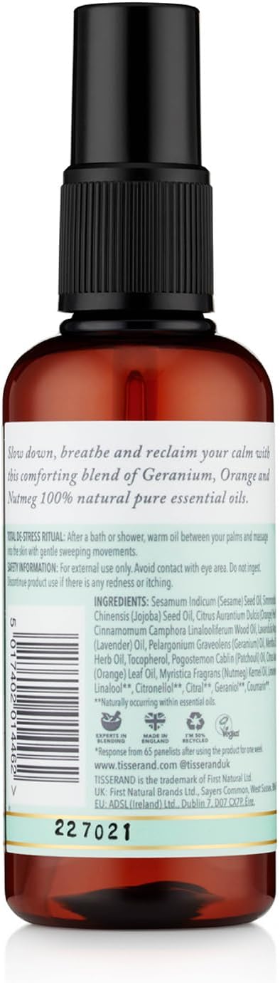 Tisserand Aromatherapy Total DeStress Massage Body Oil Orange Geranium Nutmeg Essential Oil 100 Natural Pure Essential Oils 100ml - Image 2