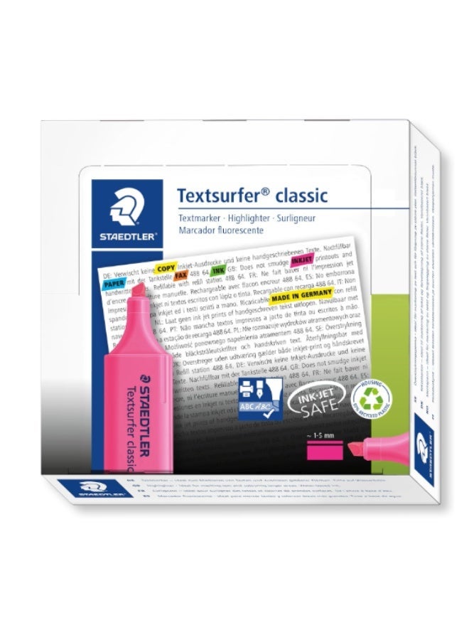 Staedtler Textsurfer Classic Highlighter - Fuchsia Pack of 10 - Image 1