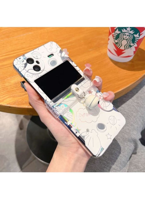 جرس ليزر كات ثلاثي الأبعاد لهاتف OpN3flip جراب هاتف بشاشة قابلة للطي لهاتف Huawei Purax هارد شل للنساء - اللون: Doraemon Bell Laser Paper-نموذج قابل للتطبيق: لهاتف Xiaomi MIX Flip
