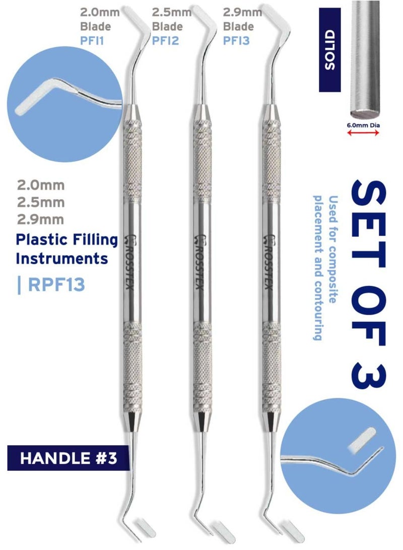 أدوات طب الأسنان أدوات حشو بلاستيكية الشكل 1 الشكل 2 الشكل 3 مجموعة من 3 مقابض صلبة ذات نهايتين