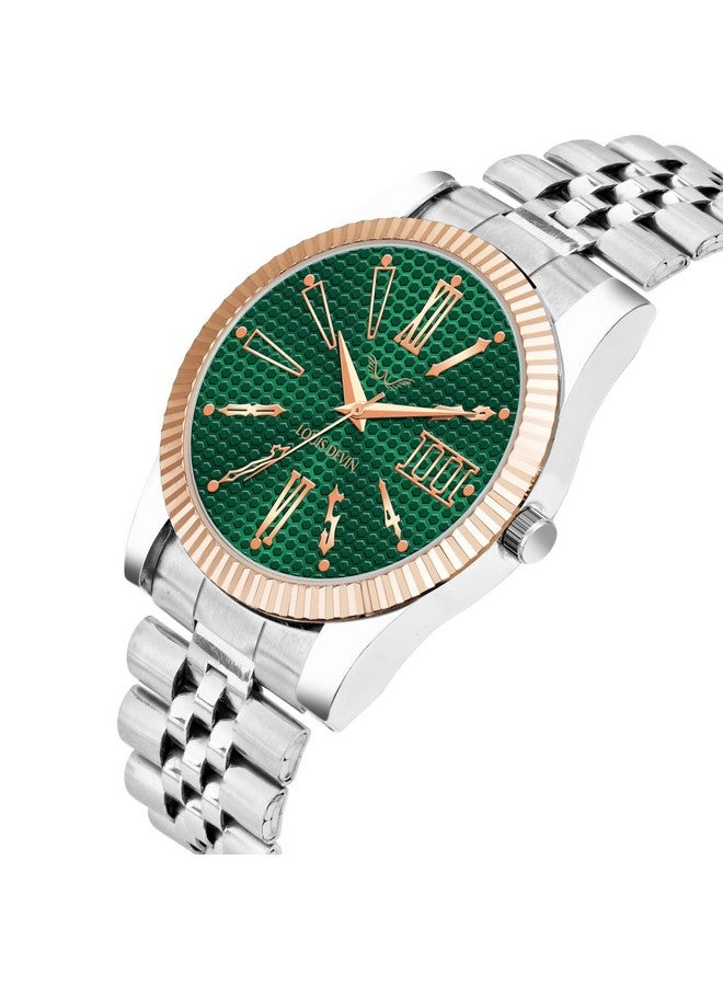 LOUIS DEVIN Stainless Steel Chain Analog Wrist Watch for Men (Green Dial) | LD-CP059-GRN