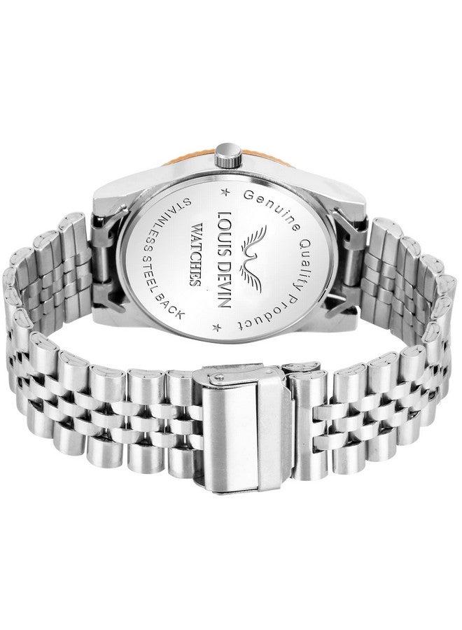 LOUIS DEVIN Stainless Steel Chain Analog Wrist Watch for Men (Green Dial) | LD-CP059-GRN