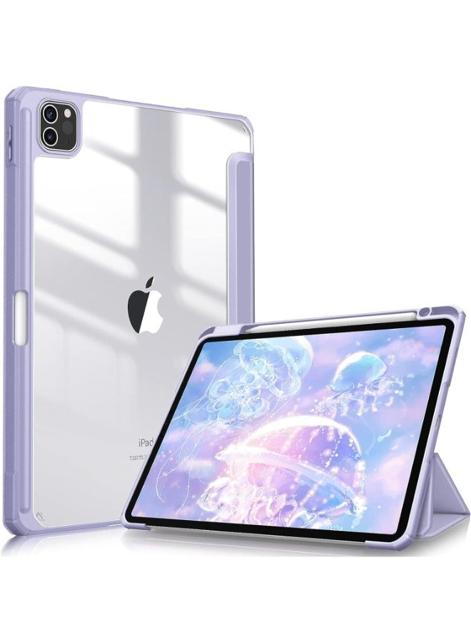 Case for (IP 11 PC) iPad Pro 11 inch, 2020/2021/2022, Pencil Compatible, Auto Wake/Sleep Case (Light Purple, Clear Back), TPU & PC - Image 1