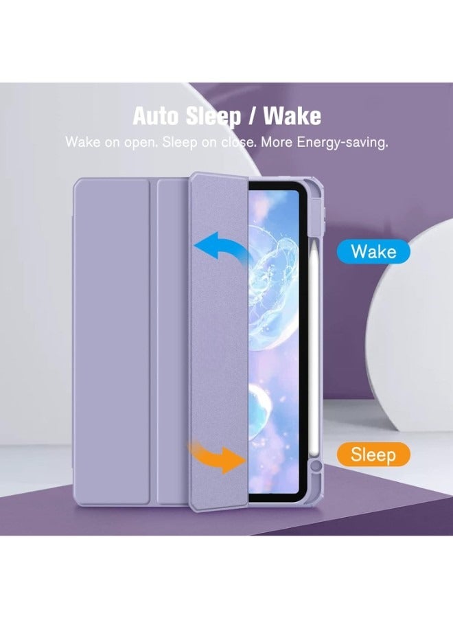 Case for (IP 11 PC) iPad Pro 11 inch, 2020/2021/2022, Pencil Compatible, Auto Wake/Sleep Case (Light Purple, Clear Back), TPU & PC - Image 3
