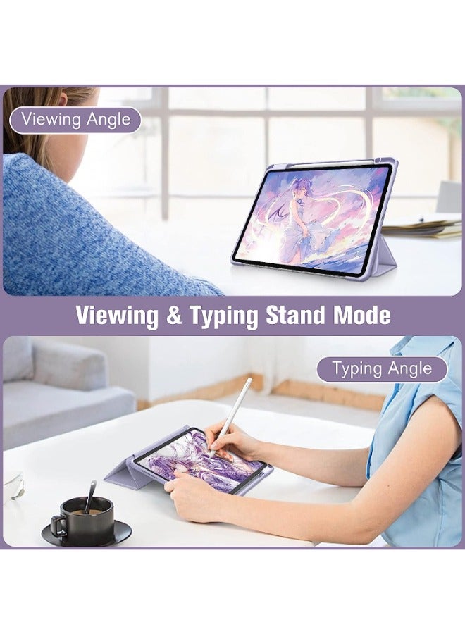 Case for (IP 11 PC) iPad Pro 11 inch, 2020/2021/2022, Pencil Compatible, Auto Wake/Sleep Case (Light Purple, Clear Back), TPU & PC - Image 4