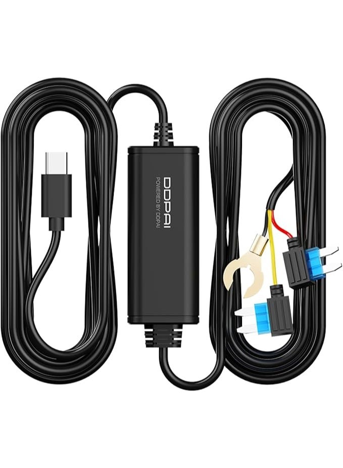 DDPAI Dash Camera Hardwire kit Compatible with  Z50 Pro,Z60 and Z60 Pro,Hardwire Kit for 24H Parking Monitoring,10Ft Type-C USB cable,12V/2A to 5V/3A - Image 1