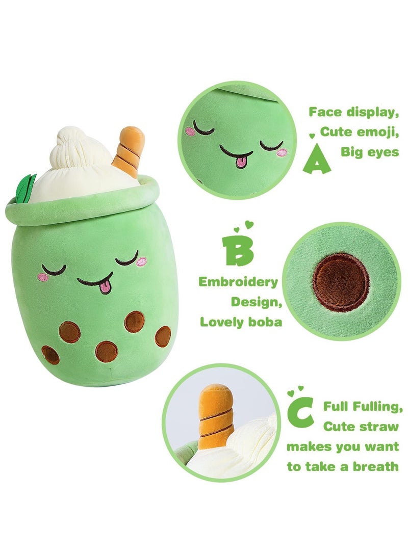 Excefore Cartoon Bubble Milk Tea Plush Pillow Stuffed Boba Milk Tea Cup Plushies Doll Toy Soft Kawaii Hugging Plush Toys Gifts for Kids Green 9.4 inch - Image 2