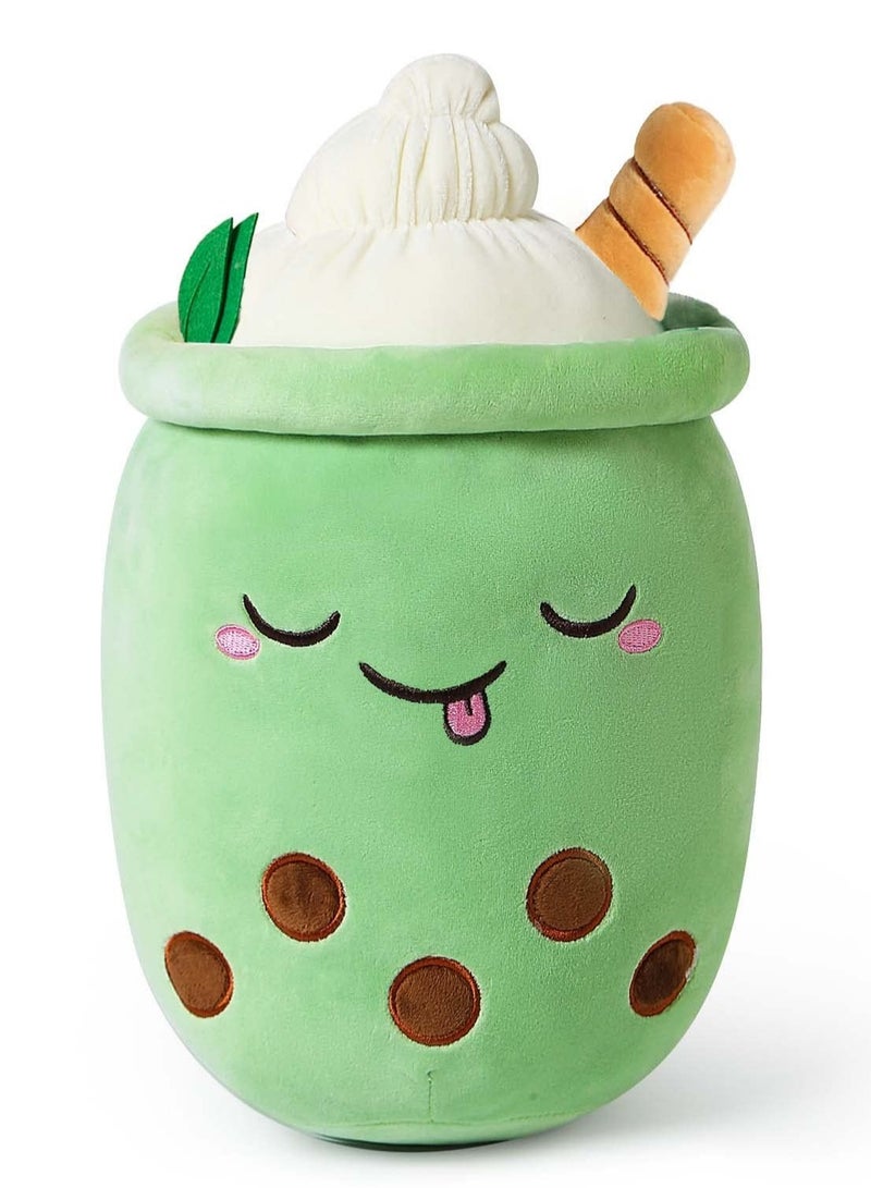 Excefore Cartoon Bubble Milk Tea Plush Pillow Stuffed Boba Milk Tea Cup Plushies Doll Toy Soft Kawaii Hugging Plush Toys Gifts for Kids Green 9.4 inch - Image 1