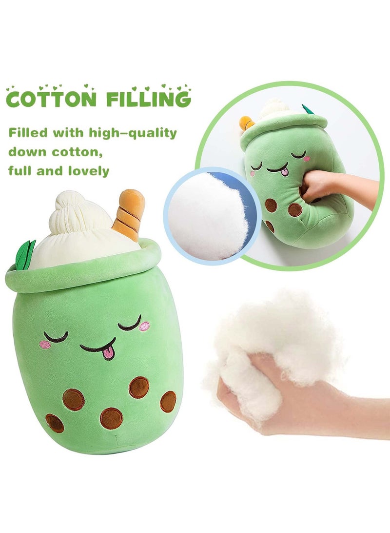 Excefore Cartoon Bubble Milk Tea Plush Pillow Stuffed Boba Milk Tea Cup Plushies Doll Toy Soft Kawaii Hugging Plush Toys Gifts for Kids Green 9.4 inch - Image 3