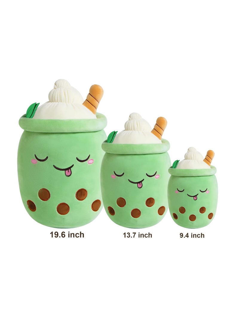 Excefore Cartoon Bubble Milk Tea Plush Pillow Stuffed Boba Milk Tea Cup Plushies Doll Toy Soft Kawaii Hugging Plush Toys Gifts for Kids Green 9.4 inch - Image 5