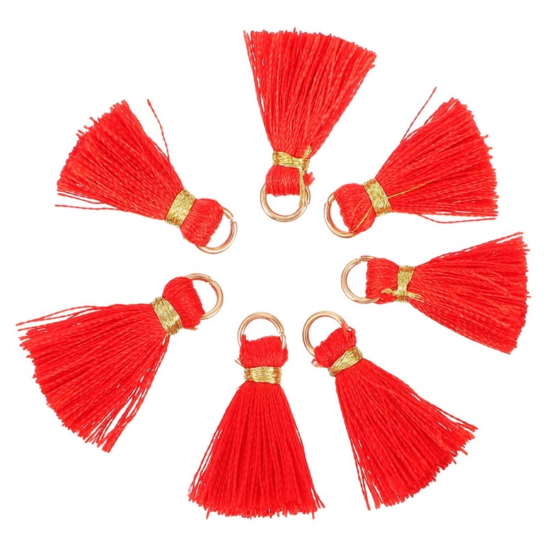 30pcs Red Tassel Pendants with Gold Loop DIY Jewelry Making Keychain Craft Accessories - Image 2