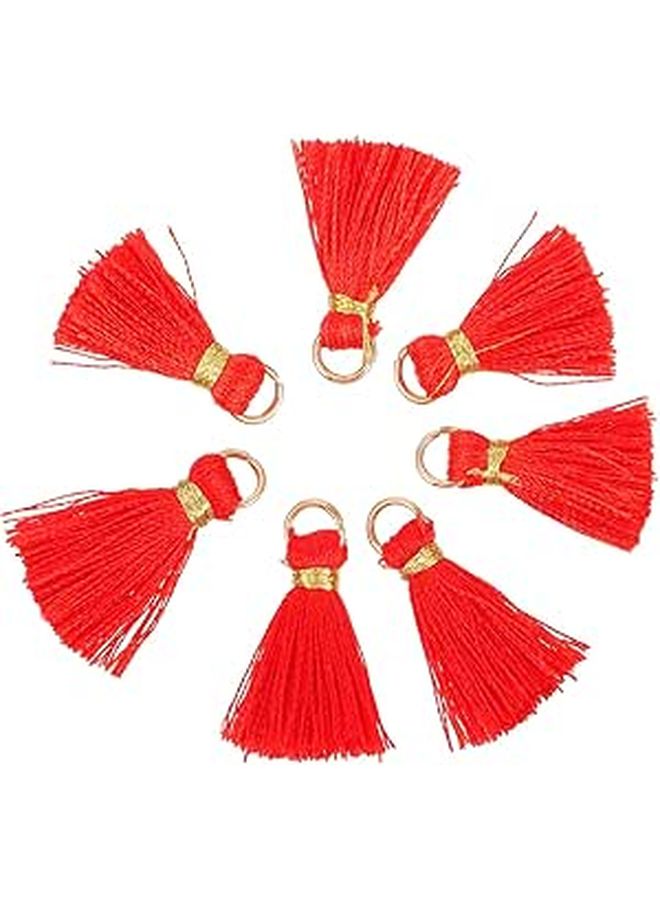30pcs Red Tassel Pendants with Gold Loop DIY Jewelry Making Keychain Craft Accessories - Image 1