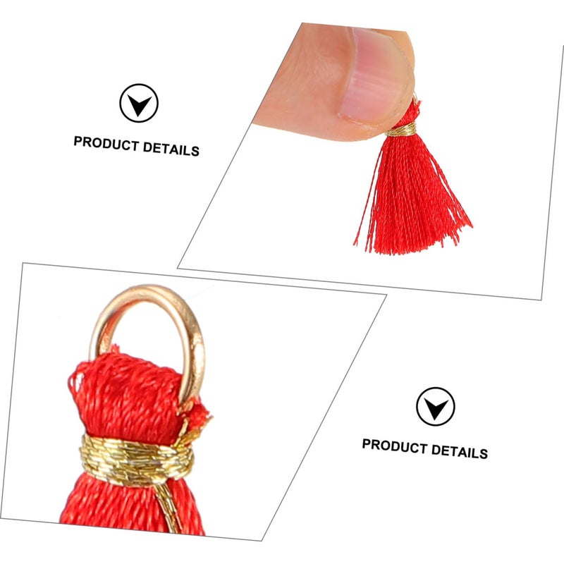30pcs Red Tassel Pendants with Gold Loop DIY Jewelry Making Keychain Craft Accessories - Image 4