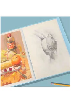 ومدي مجلد أوراق A3 Art Portfolio 30 صفحة ماسي للتخزين ، مجلدات للعرض التقديمي ، كتاب موثق لتقرير الأعمال الفنية ، مجلد ملفات كبير 12x16in (أزرق)  - Image 5