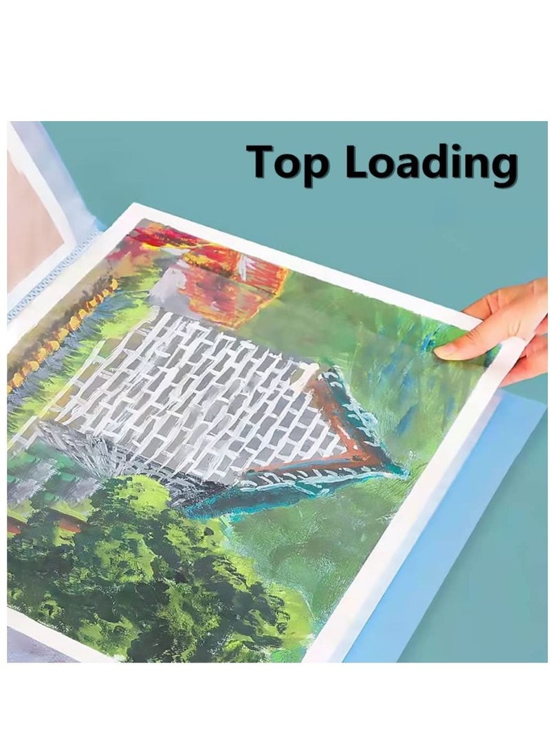 ومدي - مجلد أوراق A3 Art Portfolio 30 صفحة ماسي للتخزين ، مجلدات للعرض التقديمي ، كتاب موثق لتقرير الأعمال الفنية ، مجلد ملفات كبير 12x16in (أزرق) - Image 1