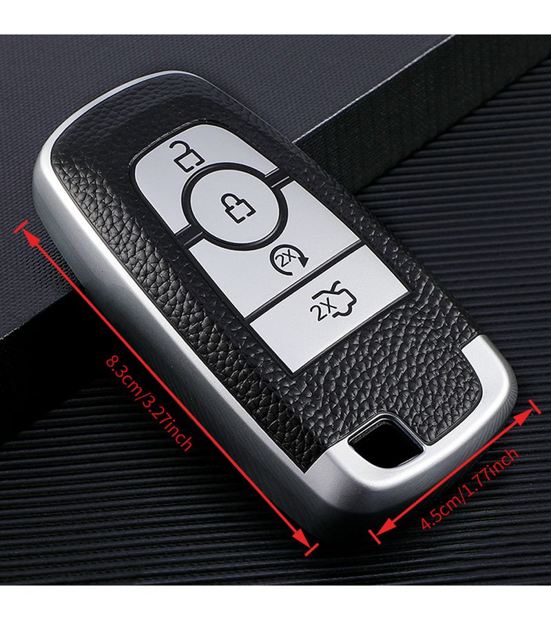 Red Leather Key Cover For Ford With Textured Wear Resistant And Scratch Proof Protection - Image 2