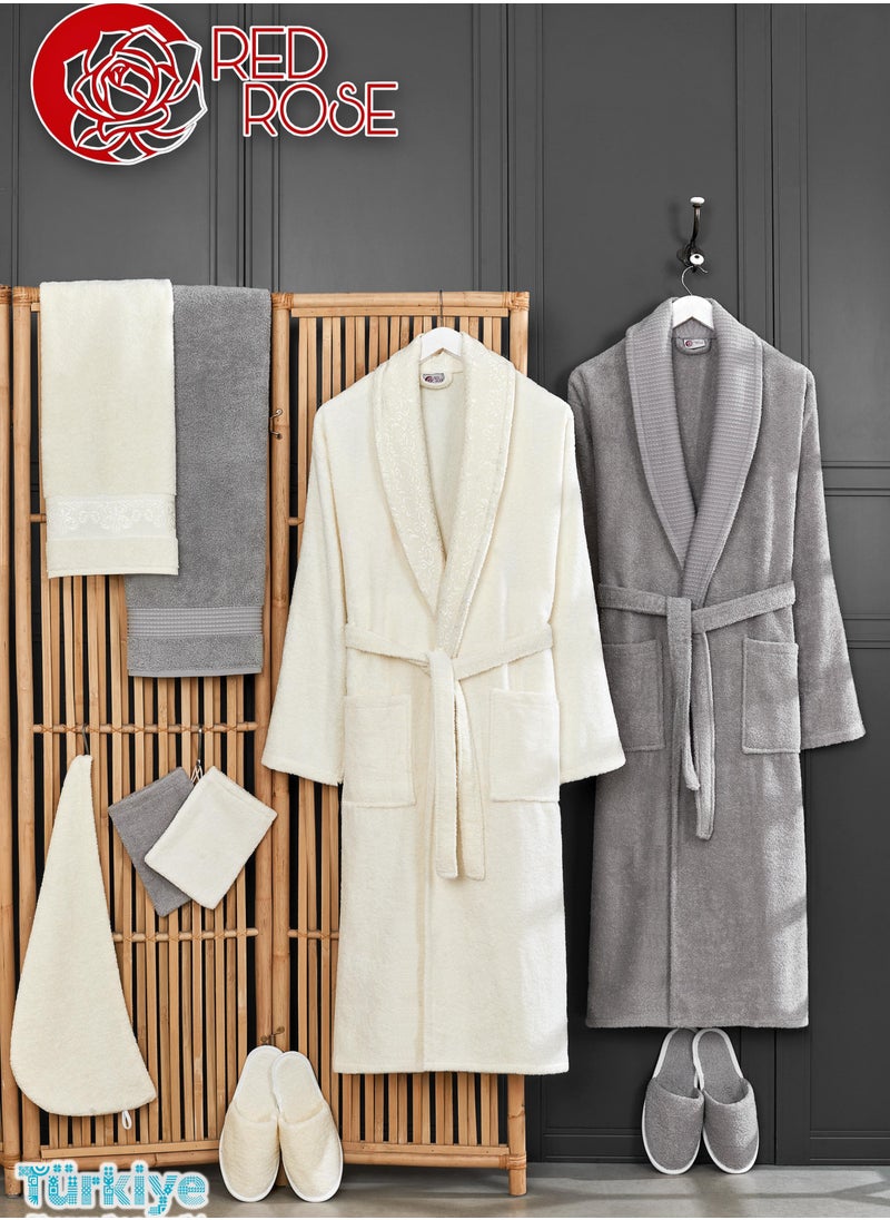 Red Rose Turkish Bathrobe Set of 11 Pieces With a Modern Design  - Image 1