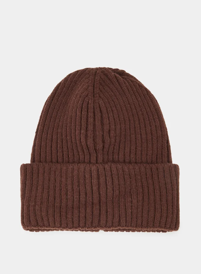 ستايلي Brown Ribbed Knit Beanie