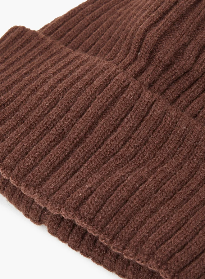 Styli  Brown Ribbed Knit Beanie for Women | Best Price UAE