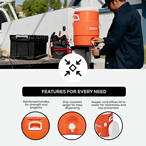 Igloo مبرد رياضي محمول سعة 5 جالون من إيغلو مع غطاء مسطح، موزع مشروبات معزول، برتقالي/أبيض - Image 4