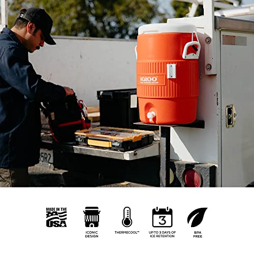 Igloo مبرد رياضي محمول سعة 5 جالون من إيغلو مع غطاء مسطح، موزع مشروبات معزول، برتقالي/أبيض - Image 2