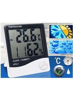 Qasul Digital Thermometer Temperature Humidity Meter Room Temperature Alarm Table Clock  - Image 1