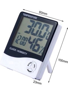 Qasul Digital Thermometer Temperature Humidity Meter Room Temperature Alarm Table Clock  - Image 2
