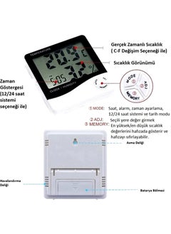 Qasul Digital Thermometer Temperature Humidity Meter Room Temperature Alarm Table Clock  - Image 3