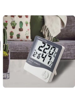 Qasul Digital Thermometer Temperature Humidity Meter Room Temperature Alarm Table Clock  - Image 5