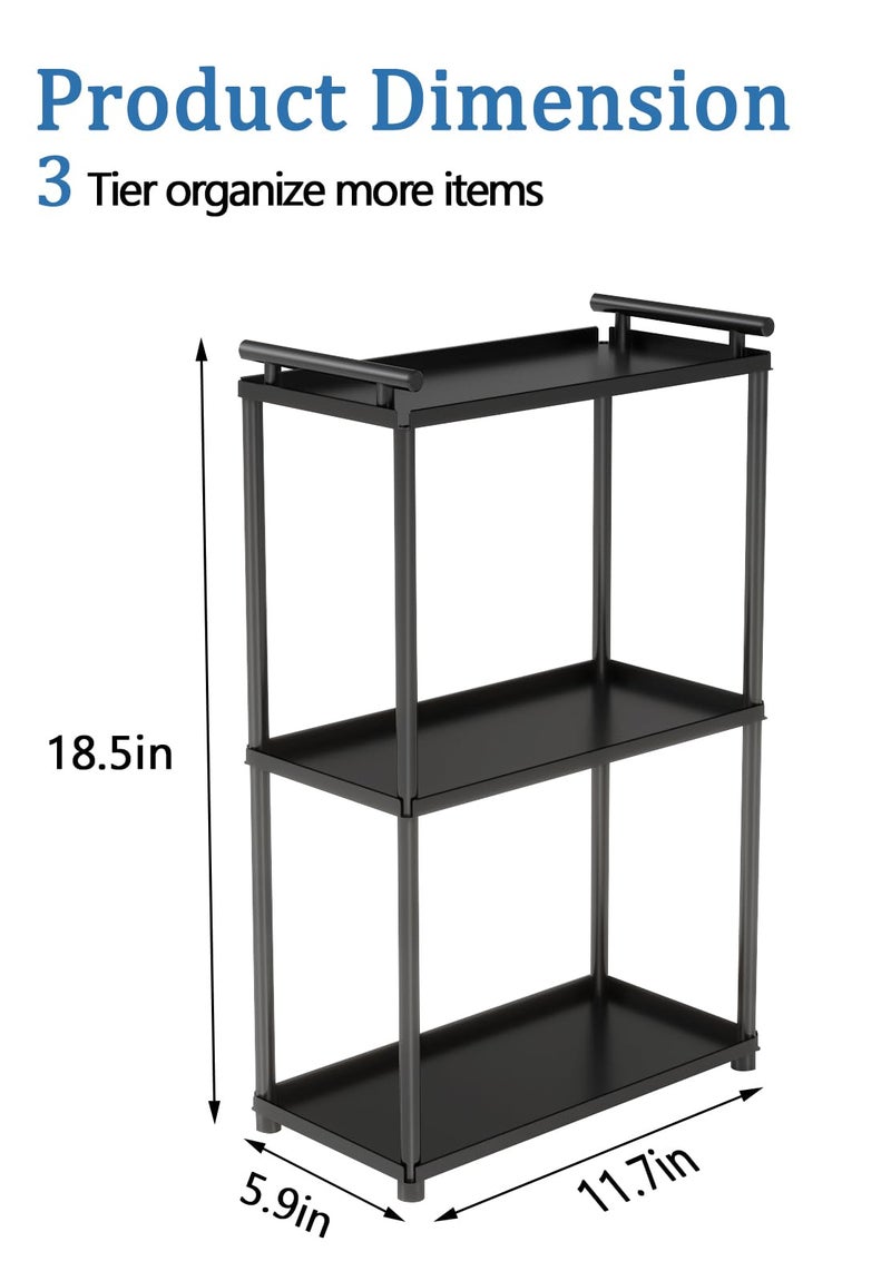 VOTZAAQ 3 Tier Bathroom Organizer Countertop, Stainless Steel Perfume Tray and Vanity Countertop Shelf, Makeup Skin Care Bathroom Organizers and Storage for Dresser, Kitchen (Matte Black) - Image 5