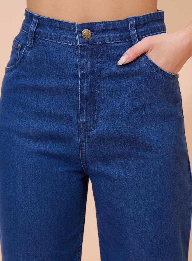 SASSAFRAS Navy Denim Corsage Peplum Tube Top and Jeans Co-Ords - Image 5