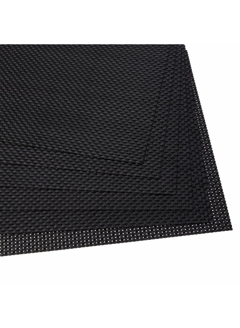 EZ Life - EZ Life Malakos Elegant Table Mat Set - 6 Teslin Table Mats Set - Washable & Durable - Black DiningTable Mat Linning Design & Dining Kitchen Restaurant Table Mats for Dinner Parties - Tableware - Image 1