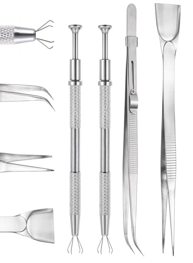 Molain 4Pcs Cake Decorating Sprinkles Tools Set, 4 Claw Sprinkle Pen Pearl Grabber Sugar Bead Pick-up Tool Stainless Steel Cake Tweezers Pearl Sprinkle Spoon with Shovel for Cake Ice Cream Baking - Image 1
