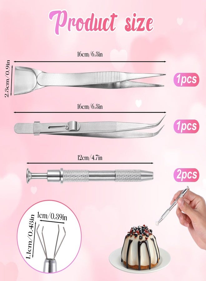 Molain 4Pcs Cake Decorating Sprinkles Tools Set, 4 Claw Sprinkle Pen Pearl Grabber Sugar Bead Pick-up Tool Stainless Steel Cake Tweezers Pearl Sprinkle Spoon with Shovel for Cake Ice Cream Baking - Image 5