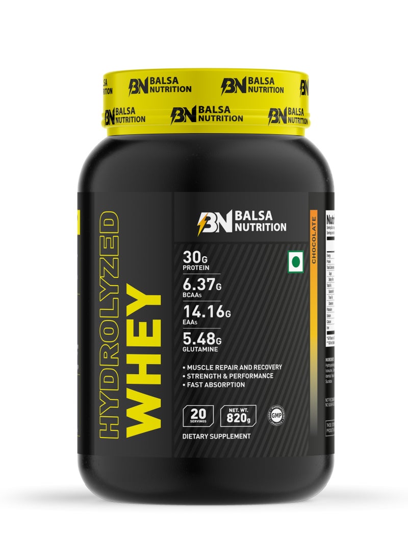 تغذية البلسا مسحوق بروتين مصل اللبن المُحلل بنكهة الشوكولاتة - 820 غرام، 20 حصة - Image 1