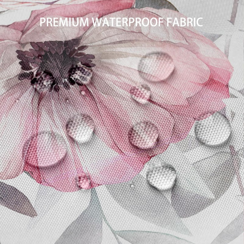 BIVINAR بفينار طرية وردي دش الأزهار الستار بألوان مائية الزهور الحمام دش الستار النسيج ستارة دش مقاوم للماء مع 12 خطاف 72 × 72 بوصة - Image 4