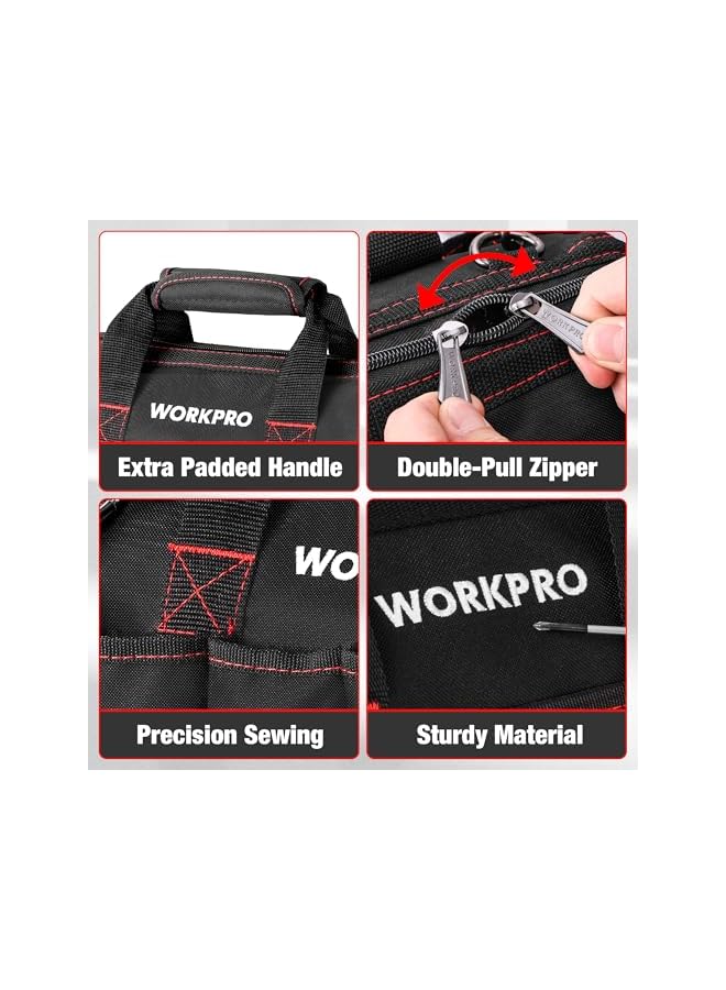 WORKPRO Workpro 12-Inch Close Top Wide Mouth Storage Tool Bag, W081020A  - Image 3