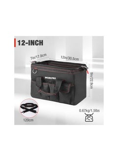 WORKPRO Workpro 12-Inch Close Top Wide Mouth Storage Tool Bag, W081020A  - Image 2