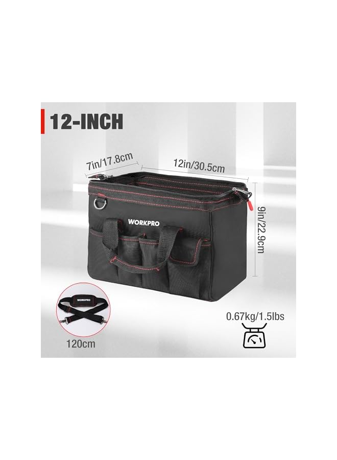 WORKPRO Workpro 12-Inch Close Top Wide Mouth Storage Tool Bag, W081020A  - Image 2