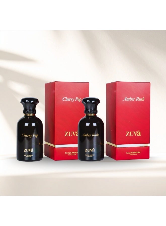 ZUVA Perfumes Amber Rush + Cherry Pop Duo – Sweet & Spicy Couple Perfume Set 2 x 100ml - Image 1