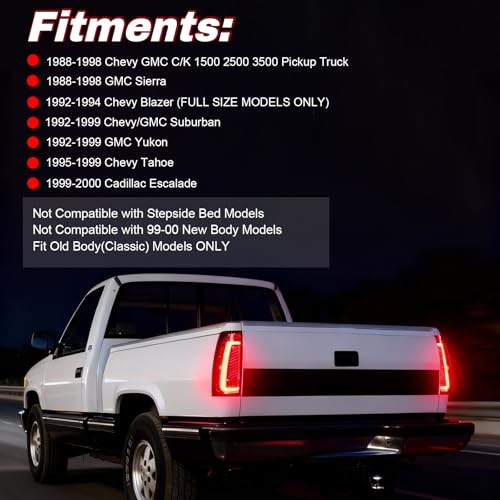 SINYATO INDUST Sequential LED Tail Lights for 1988-1998 Chevy GMC C/K, Silverado, Sierra, 1995-1999 Tahoe,92-99 Suburban Yukon, Pickup Truck Rear Lights with Start-Up Animation, Dynamic Turn Signals - Image 3