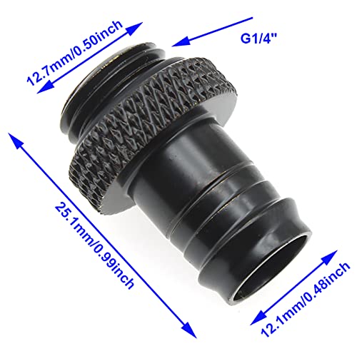 FDXGYH G1/4" to 3/8" Barb Fitting for Soft Tubing 3 Pcs Brass PC Barb Elbow for Computer Water Cooling System [FDXGYH, Black] - Image 2
