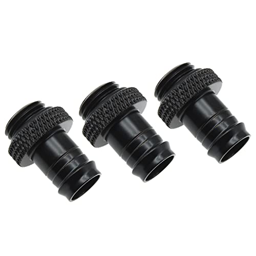 FDXGYH G1/4" to 3/8" Barb Fitting for Soft Tubing 3 Pcs Brass PC Barb Elbow for Computer Water Cooling System [FDXGYH, Black] - Image 4
