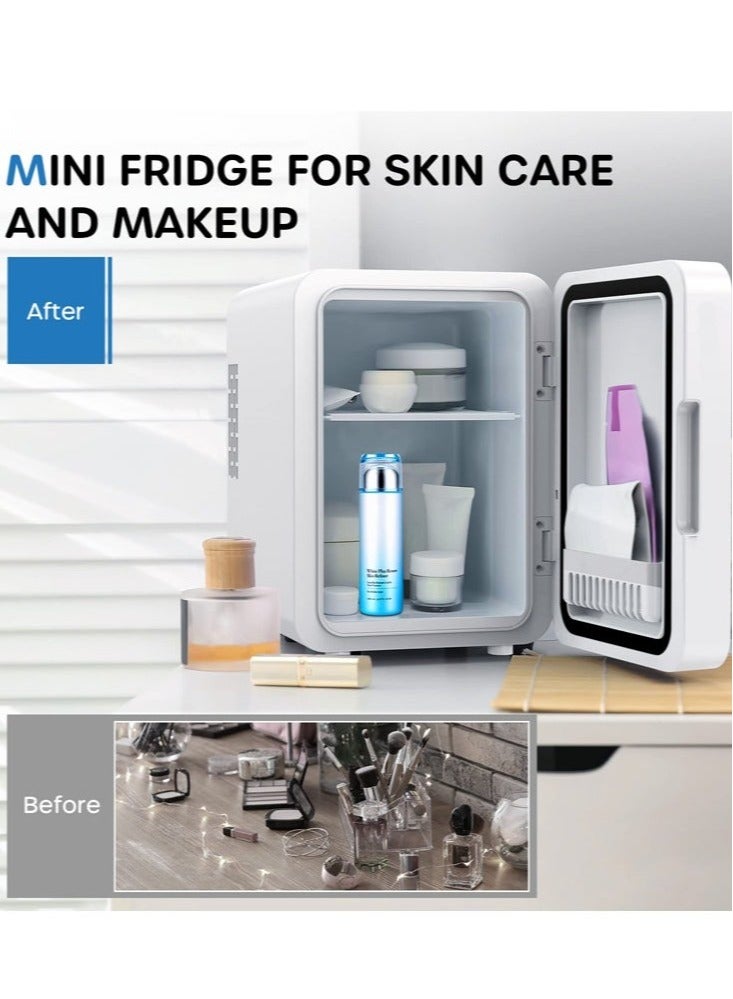 ميون ثلاجة صغيرة مع مرآة LED قابلة للتعتيم للتبريد والتدفئة ثلاجة صغيرة لتبريد مستحضرات التجميل والعناية بالبشرة والطعام لغرفة النوم والمكتب والسيارة - Image 5