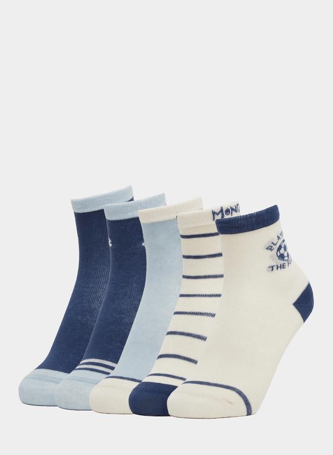 Styli Pack of 5 - Kids Blue Ankle Socks - Image 1