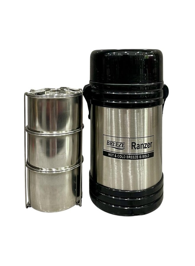 BREEZE Ranzer 3 Steel Lunch Box Set of 3 containers - Image 1