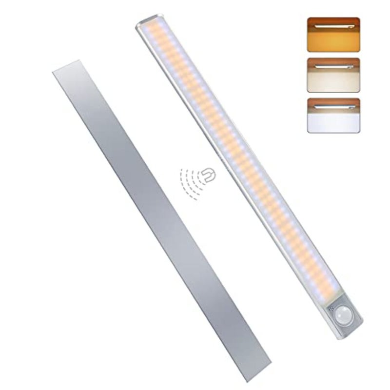 Under cabinet lighting for kitchen, wardrobe, cupboard; ABS plastic, white; 160LED rechargeable wireless motion sensor lights with 1800mAh battery, stepless dimming, magnetic installation - Image 1