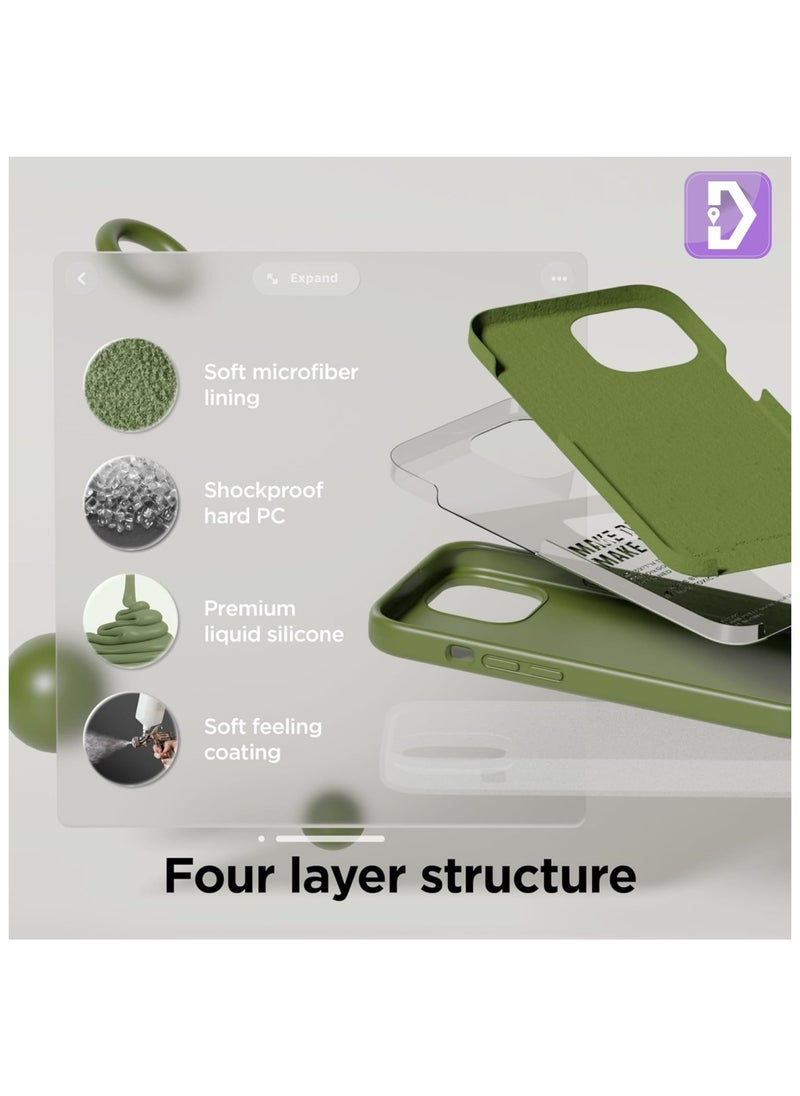 Delivus - Iphone Silicone Case - Silky Soft Touch with Grade Drop Protection - Anti-Scratch Microfiber Lining - Shockproof Protective Phone Case Slim Thin Cover (Iphone 15 Plus,Green) - Image 1