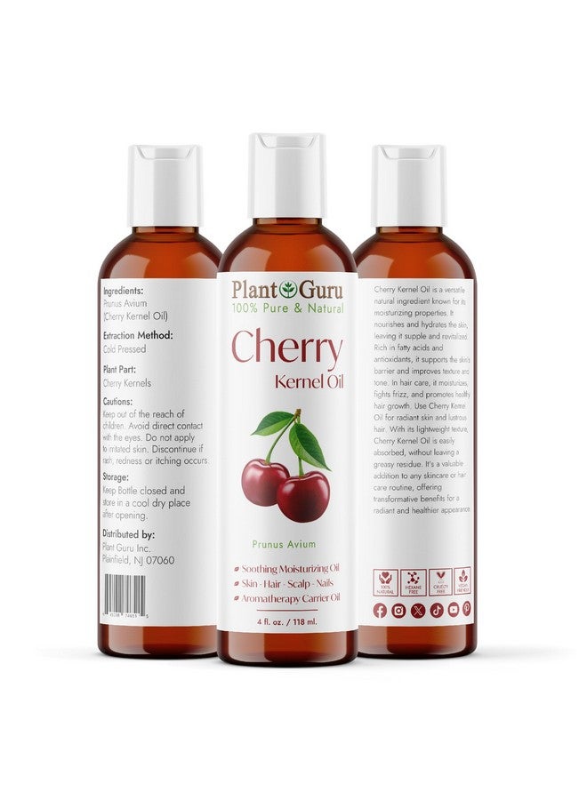 Plant Guru Cherry Kernel Oil 4 Oz Cold Pressed 100% Pure Natural Carrier Skin Face Body And Hair Growth Moisturizer. Great For Dyi Creams Lotions And Lip Balms. - Image 2